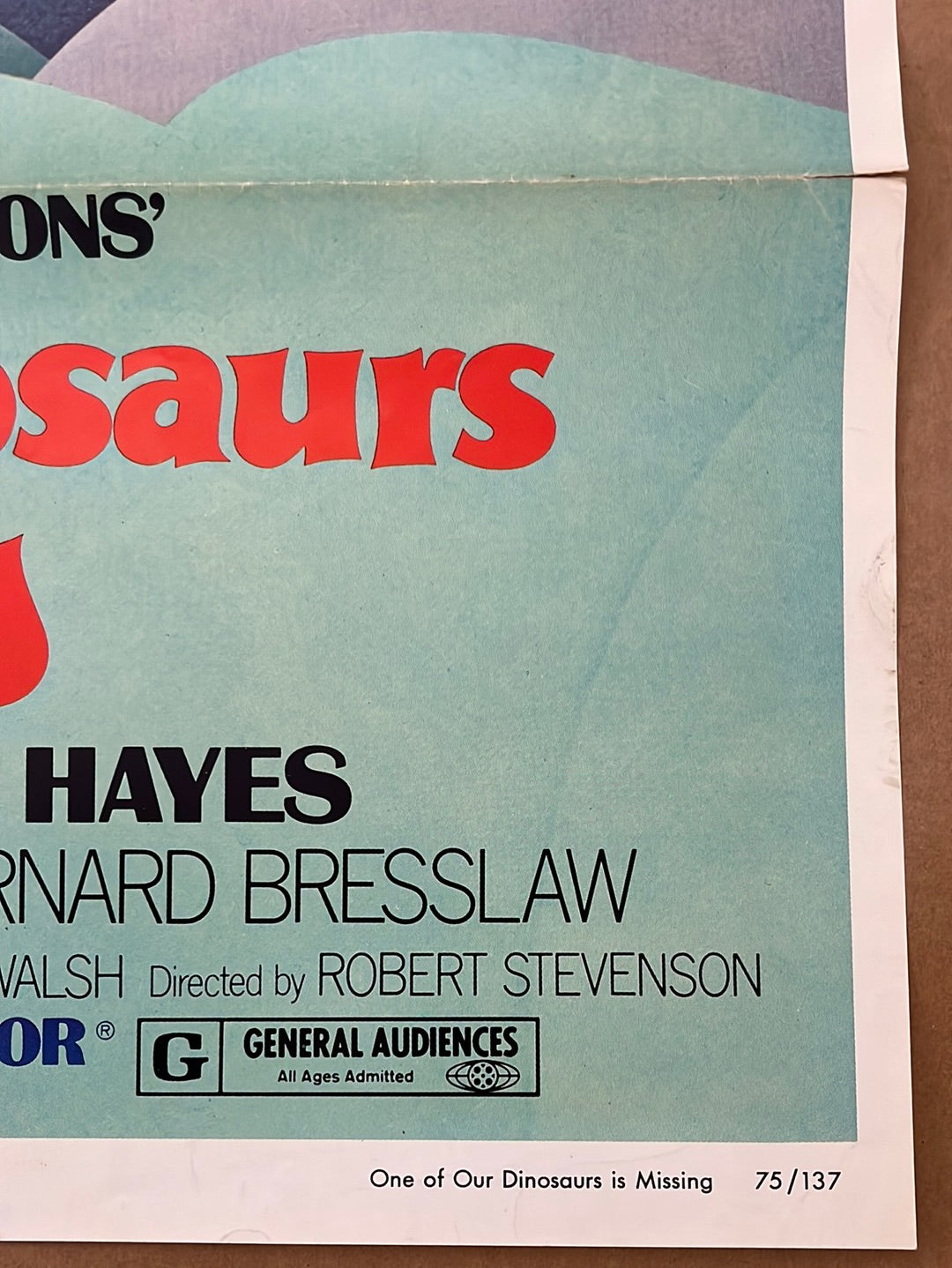 One Of Our Dinosaurs Is Missing (1975) Original US One Sheet Cinema Poster