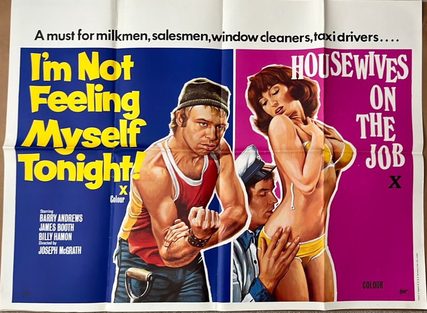 I'm Not Feeling Myself & Housewives On The Job Original UK Quad Cinema Poster