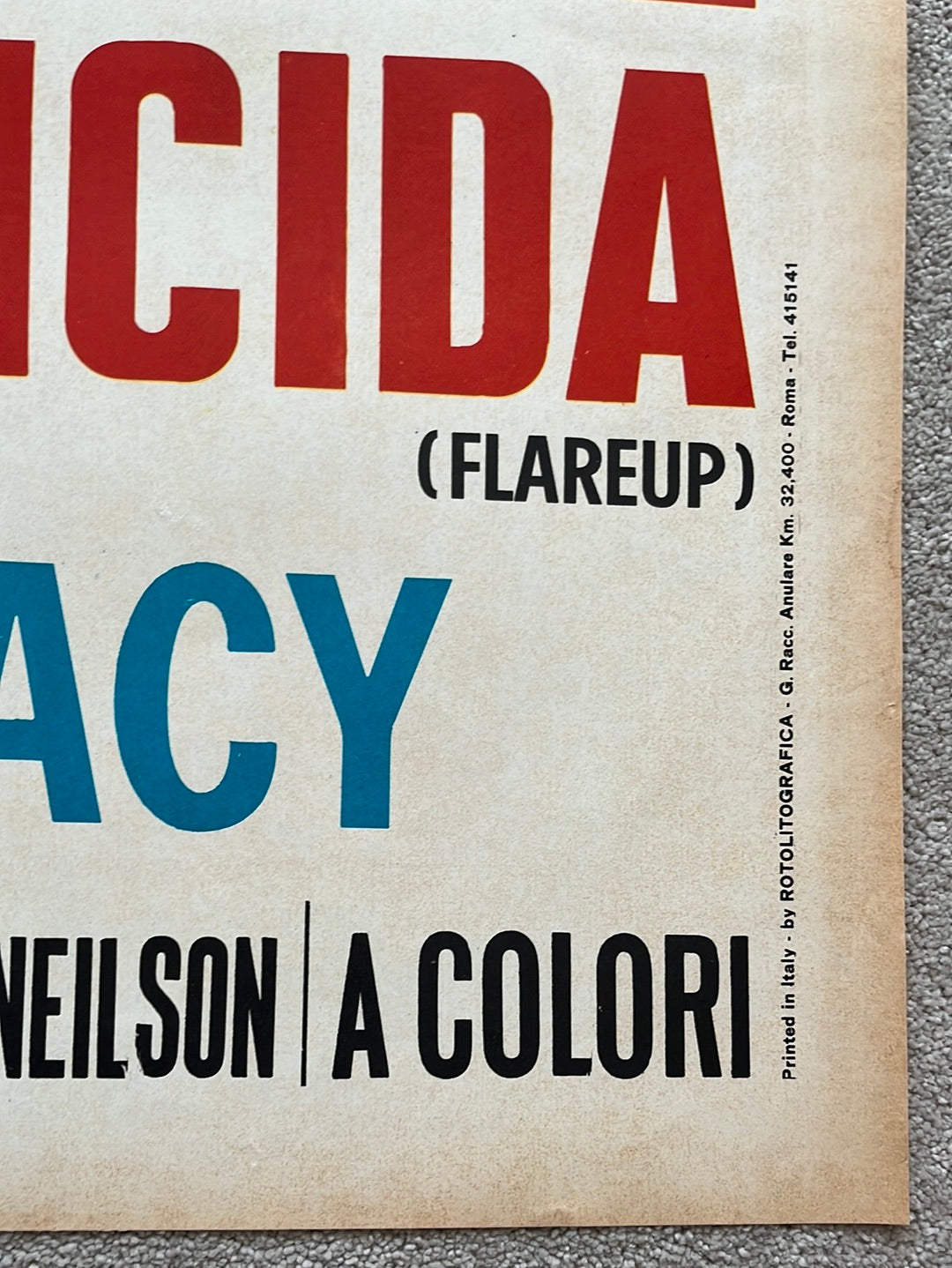 Flareup - L'Implacabile Omicida (1970) Original Italian One Panel Cinema Poster