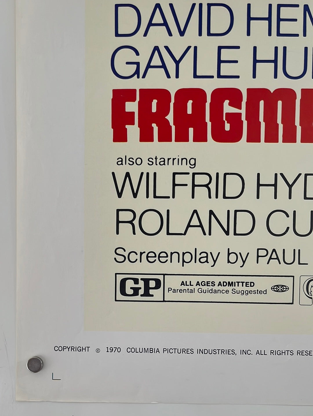 Fragment Of Fear (1970) Original US One Sheet Cinema Poster