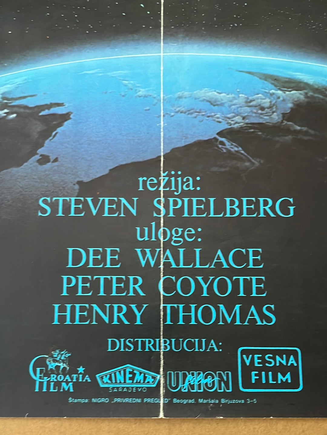 E.T. The Extra Terrestrial (1982) Original Yugoslavian Cinema Poster