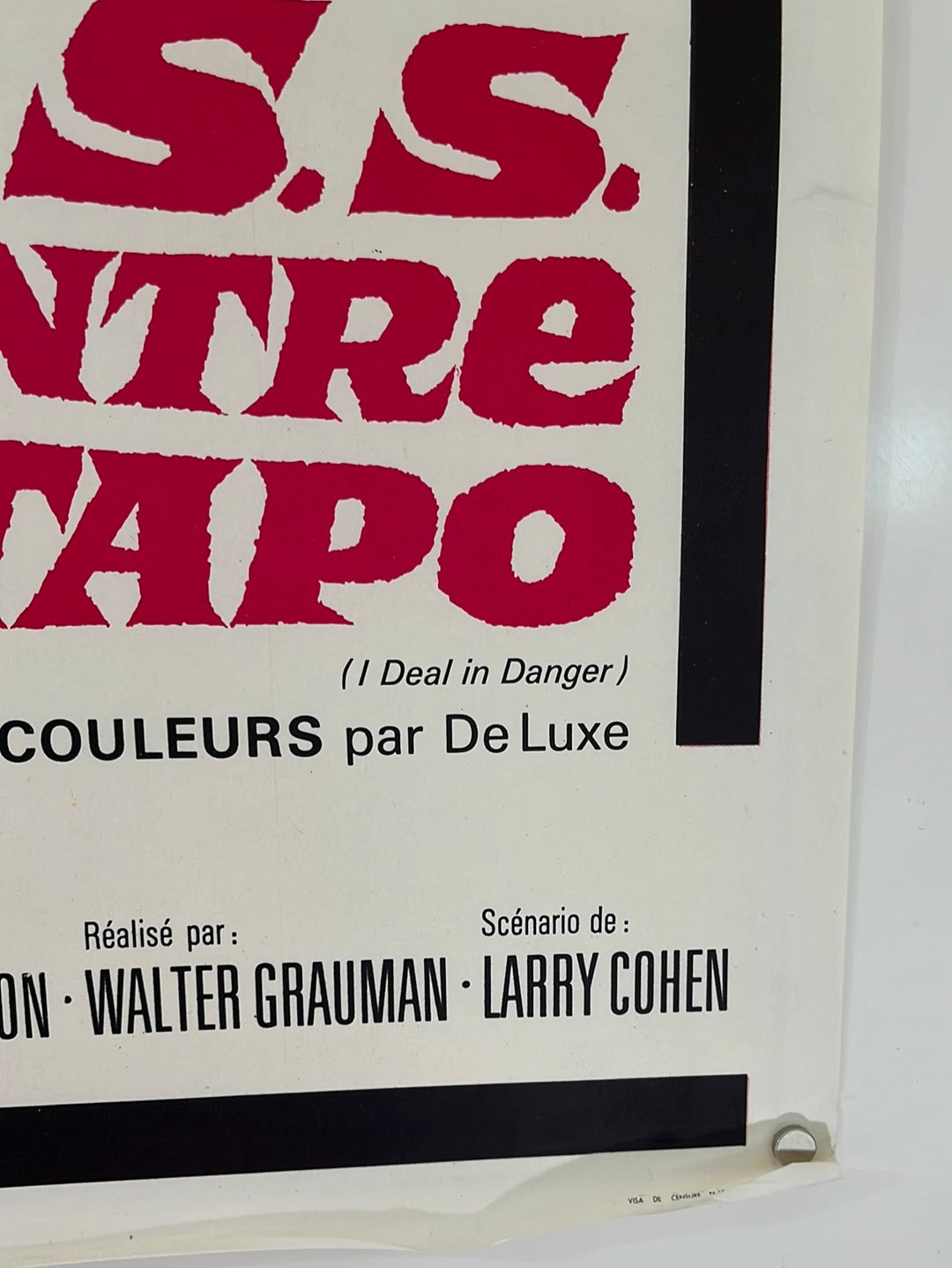 I Deal In Danger - O.S.S. Contre Gestapo (1965) Original French Affiche Cinema Poster