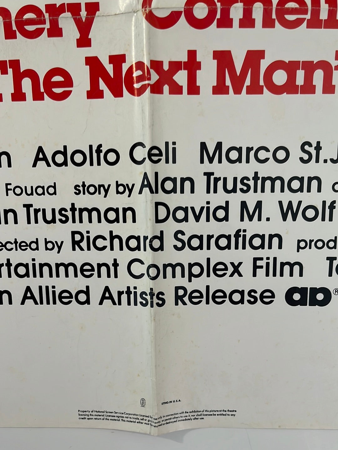 The Next Man (1976) Original US One Sheet Cinema Poster